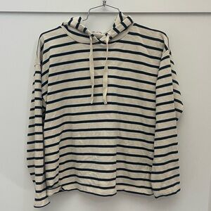 Sézane Jonas Sweatshirt with Drawstrings, navy stripe, Size M
